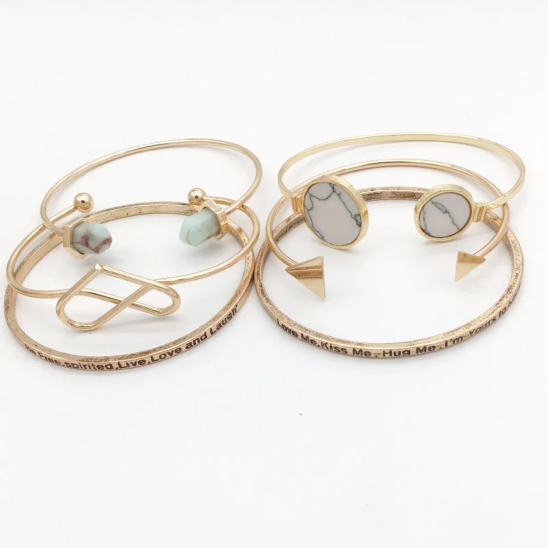 Fashion Golden Love bracelets for women Marble-pattern retro-archaic round pine letters Charm Bracelets Female jewelry Gifts | Украшения и