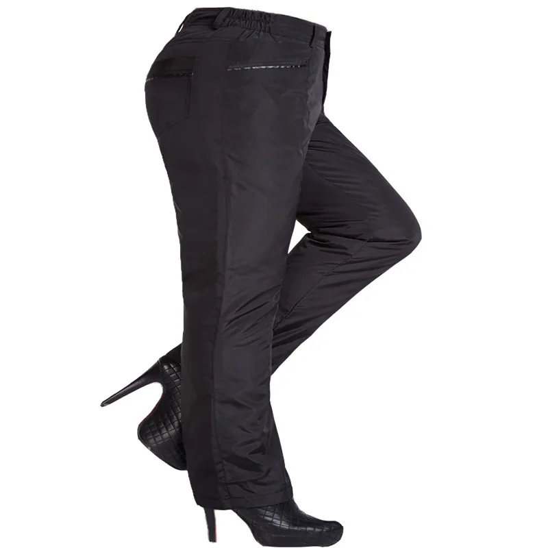 

Plus Size Woman Autumn Solid High Straight Full Length 100% White Duck Down Pants Female Winter Oversized Warm Trousers Women