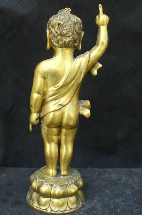 Chinese Temple Fengshui Lucky Money Brass Statue Sakyamuni Buddha Sculpture |
