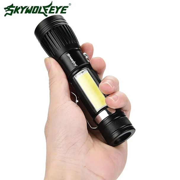 Наружный масштабируемый фонарик XM L T6 + COB Светодиодный фонарь лампа USB зарядка