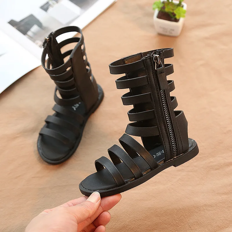 Summer girls Rome sandals baby high cut kids beach shoes children PU for toddler out side zipper 1 to 6 yrs | Детская одежда и