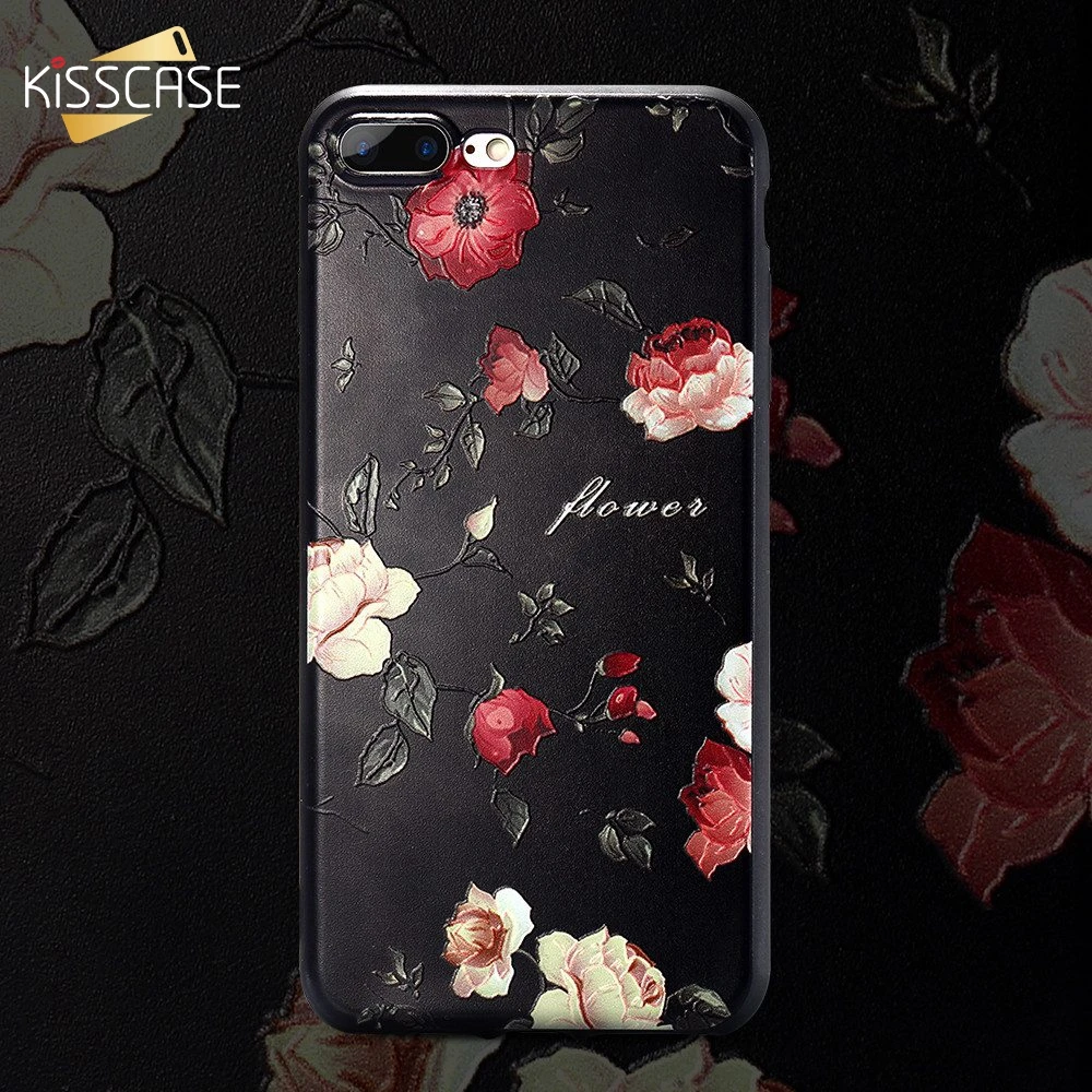 Чехол для телефона KISSCASE Emboss Rose iPhone X 7 8 6 6S Plus 5 5S SE мягкий TPU чехол 6s