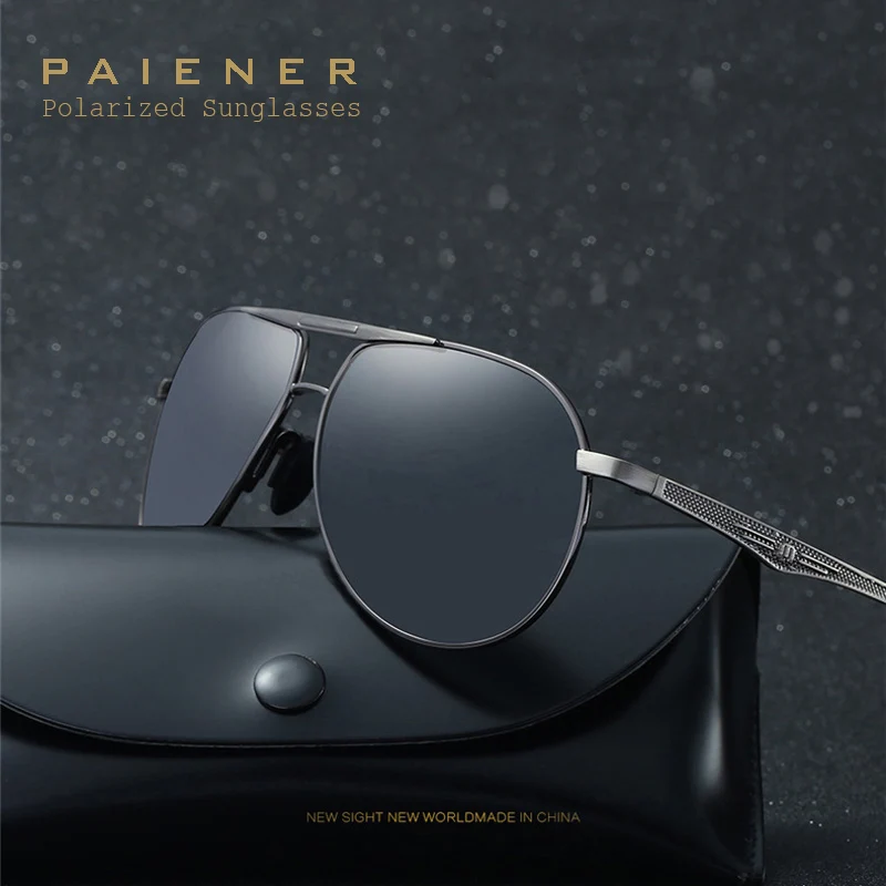 Солнцезащитные очки Мужские поляризационные в алюминиевой оправе авиаторы с