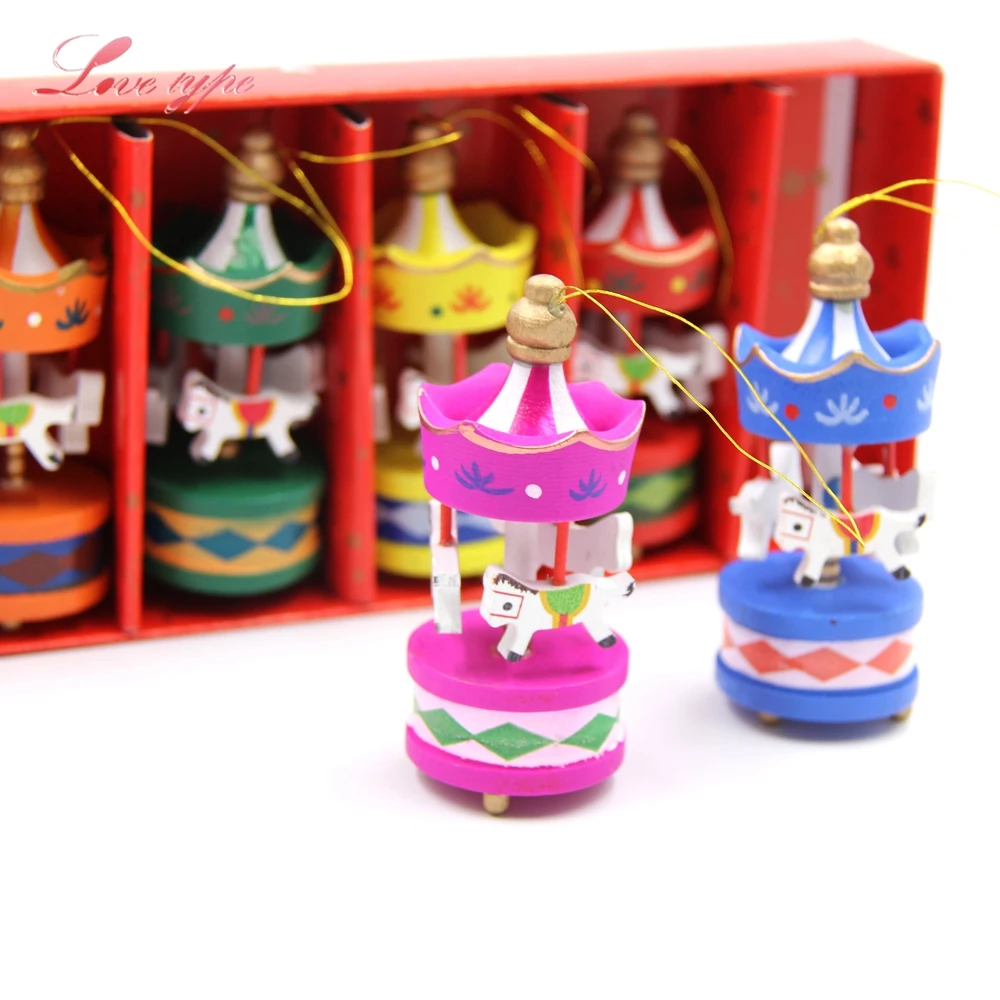 6 шт. карусель креативный Настольный Декор merry-go-круглые поделки из дерева рождественские украшения для дома Свадебные украшения для детских игрушек