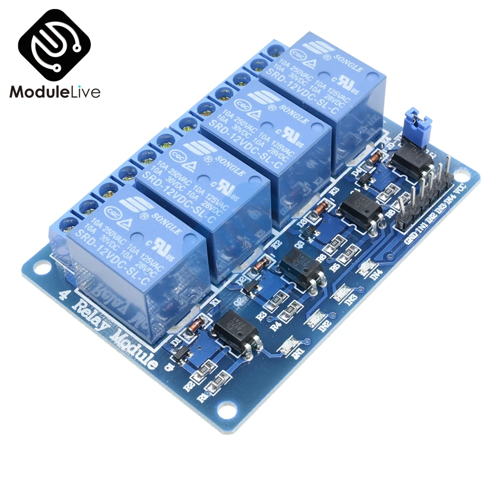 12 В постоянного тока 4 канала канальное релейное строение для Arduino ARM AVR DSP PIC MSP AC 250