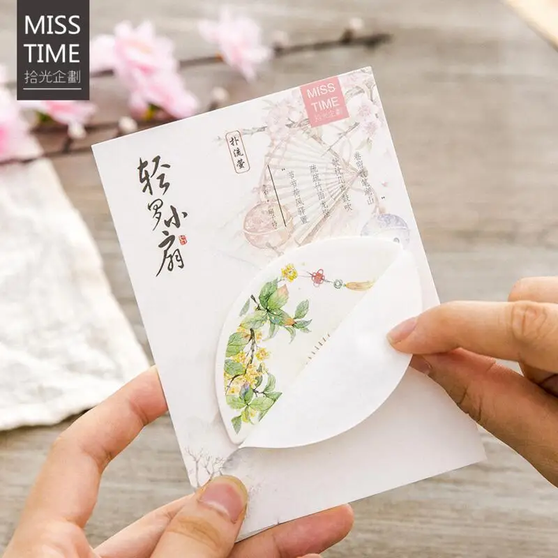 4 шт. креативный японский веер форма липкий блокнот наклейка для офисного