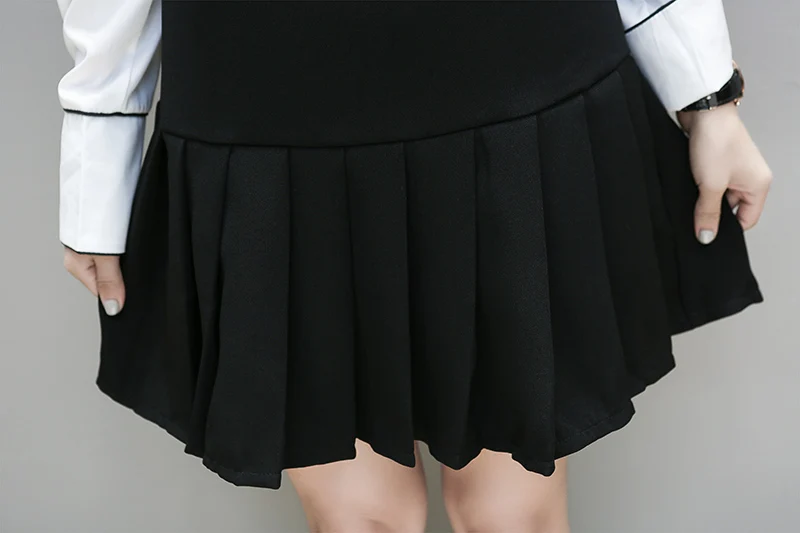 Xl-5xl новые женские костюмы с платьем осенне-весеннее плиссированное платье