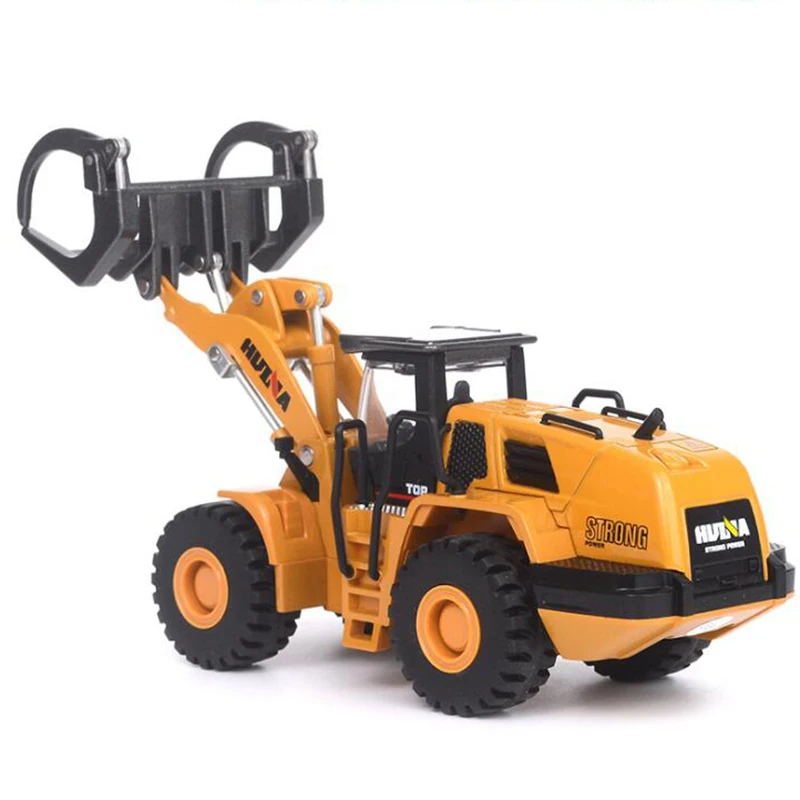 

21CM 1/50 Scale Alloy Truck Model Die-cast Metal Car Tractor Wood Grab Machine Excavator Toy Engineering Toy for Kids Collection