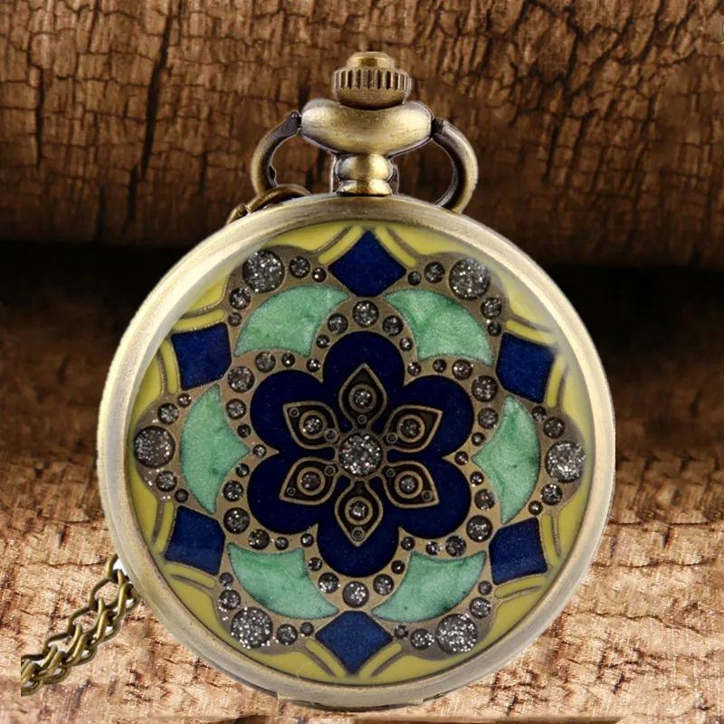 Модные Роскошные Кварцевые часы с подвеской в виде лепестков бронзы и зеленого