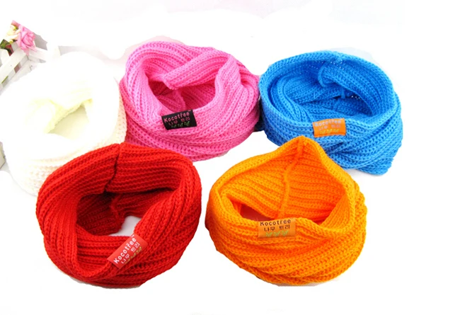 Детская глушитель Детские теплые шарф для девочек мальчиков вязаный