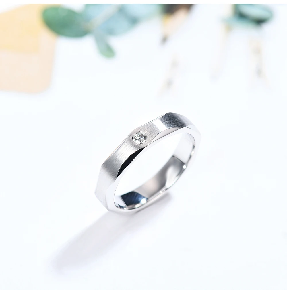 AULEEZE настоящее кольцо с натуральным бриллиантом 18k белое золотое кольцо для пары простое матовое мужское женское кольцо Свадебные украшения