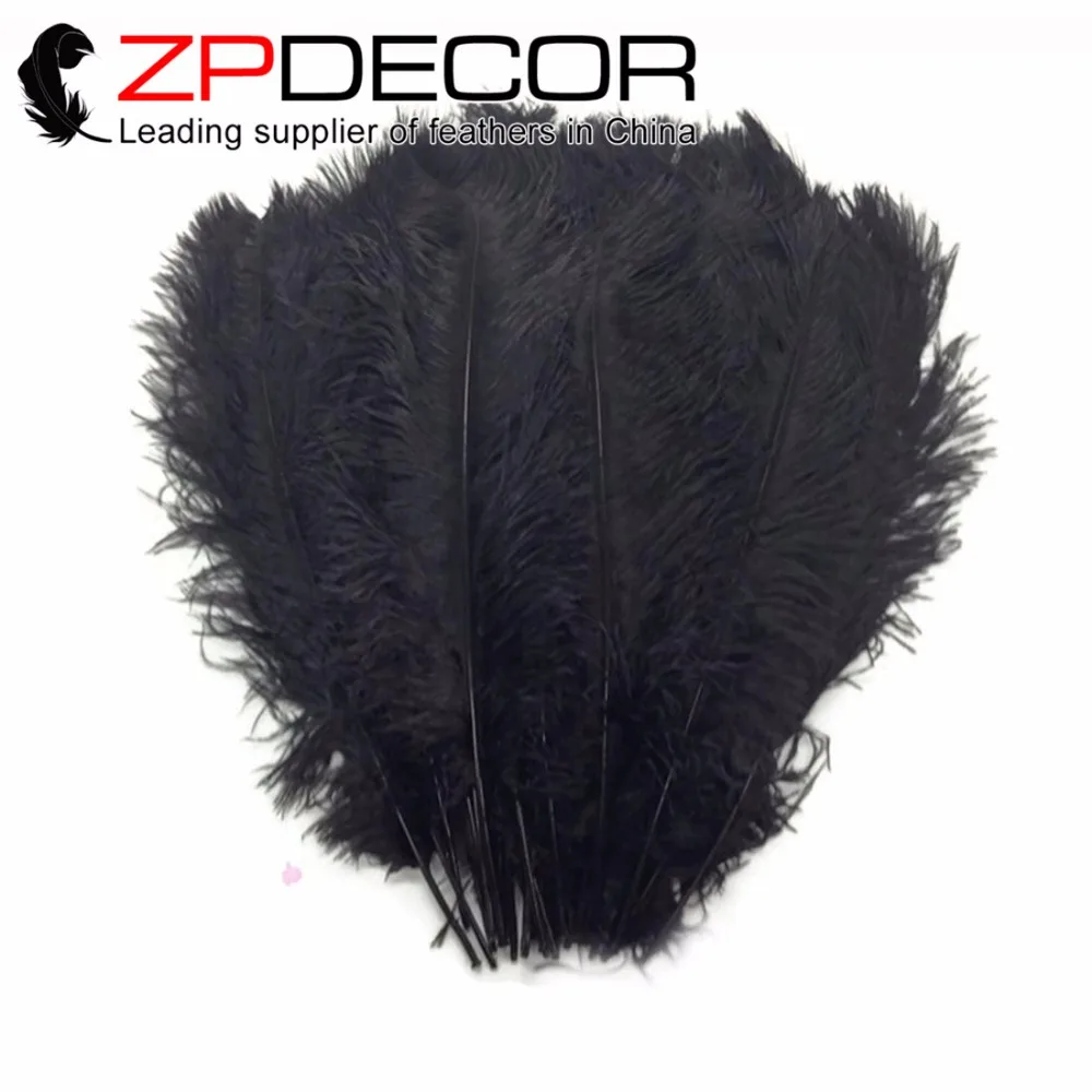 

ZPDECOR 50 шт./лот 40-45 см (16-18 дюймов) ручной выбор сексуальные и гладкие черные вечерние перья страуса для украшения свадьбы