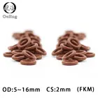 Уплотнительное кольцо из Фтор-резины, коричневое кольцо FKM, уплотнительное кольцо OD5678910111213141516*2 мм, 5 шт.лот прокладки шайба