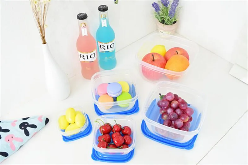 Food Containers with Lids 5pcs/set Kitchen Storage Boxes Microwavable Plastic Container The Refrigerator Bowl Organizer. | Дом и сад