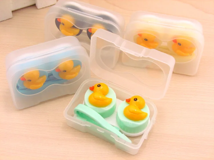 LIUSVENTINA простой милый прозрачный Гладкий чехол с желтой уткой для контактных линз