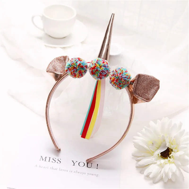 Повязка на голову для девочек 10 шт./лот повязка с единорогом блестящая цветная