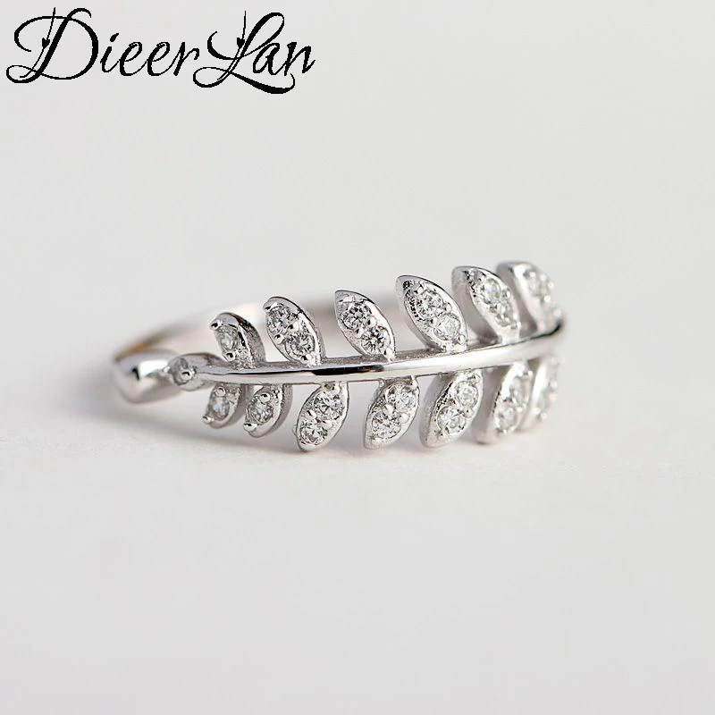 Женское кольцо с кристаллами DIEERLAN элегантное обручальное серебристого цвета