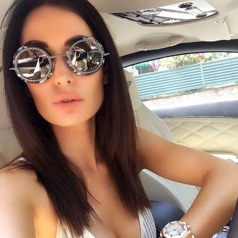 Luxury Pearl Round Sunglasses Women Brand Designer Vintage Rimless Sun Glasses For Ladies Circle Mirror Shades Lunette De Soleil |