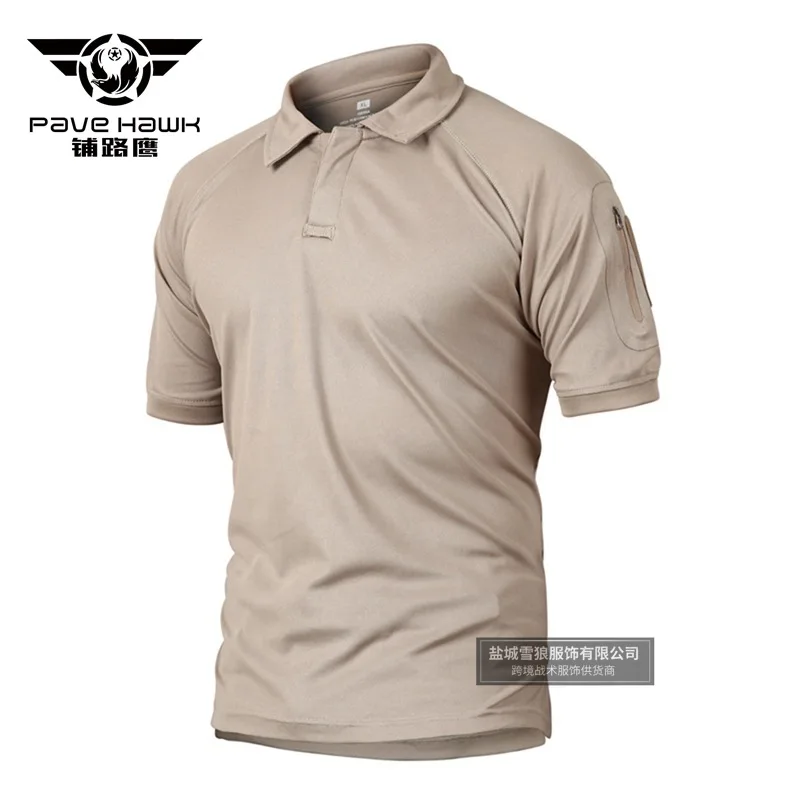 khaki 5XL Мужская армейская камуфляжная тактическая рубашка с коротким рукавом, быстросохнущая, для кемпинга, походов, треккинга, Camisa, спортивные топы для рыбалки - Цвет: khaki
