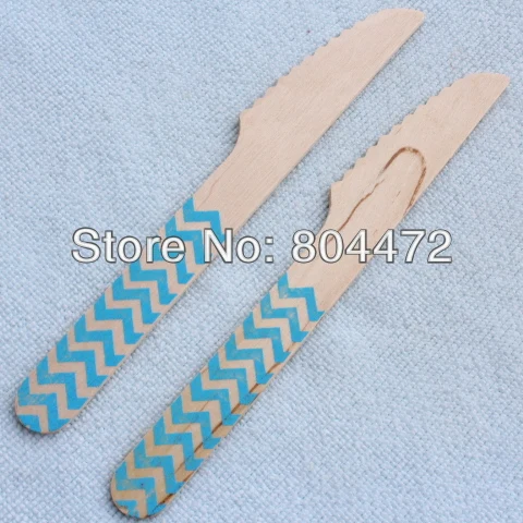 Индивидуальный одноразовый деревянный десертный нож ручной росписи 14 см