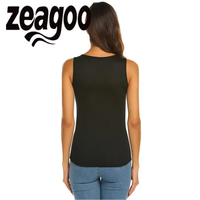 Zeagoo круглым вырезом Повседневное одноцветное Для женщин без рукавов Slim Fit мягкий