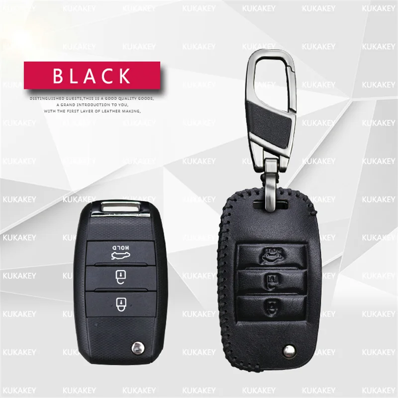 Чехол для ключей автомобиля из натуральной кожи для Kia Rio K2 3 4 Ceed Sportage Soul Sorento Cerato Spectra Carens Optima K5, аксессуары для ключей - Название цвета: For Kia