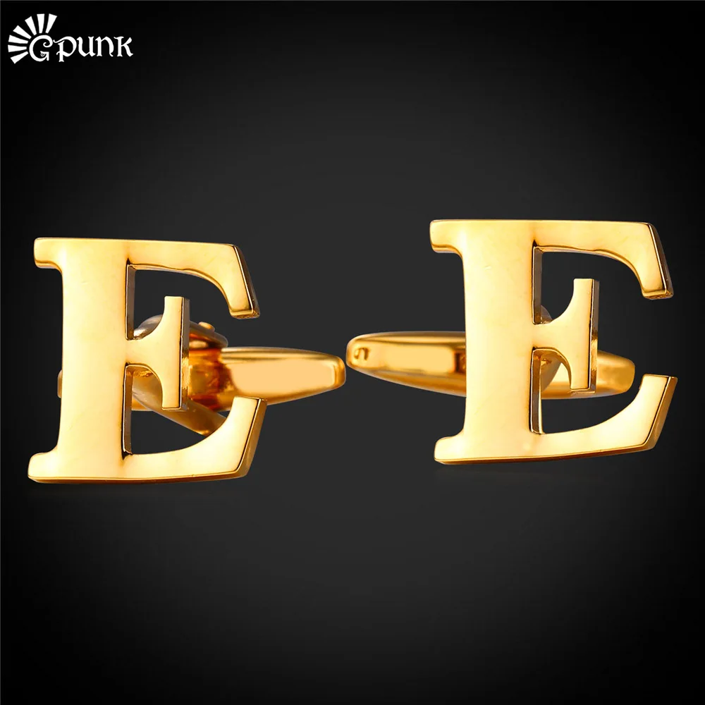 Модные запонки Алфавит для мужчин 1 пара букв начального алфавита от A до Z золотой