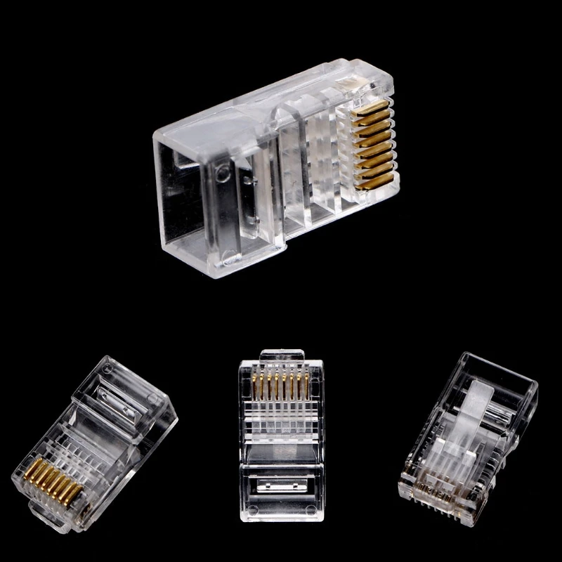 1 сумка 100 шт RJ45 8-контактный разъем CAT6 сетевой кабель модульный Ethernet Кристальные