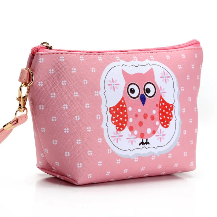 Косметичка с принтом совы милая дорожная дамская сумочка разноцветным узором
