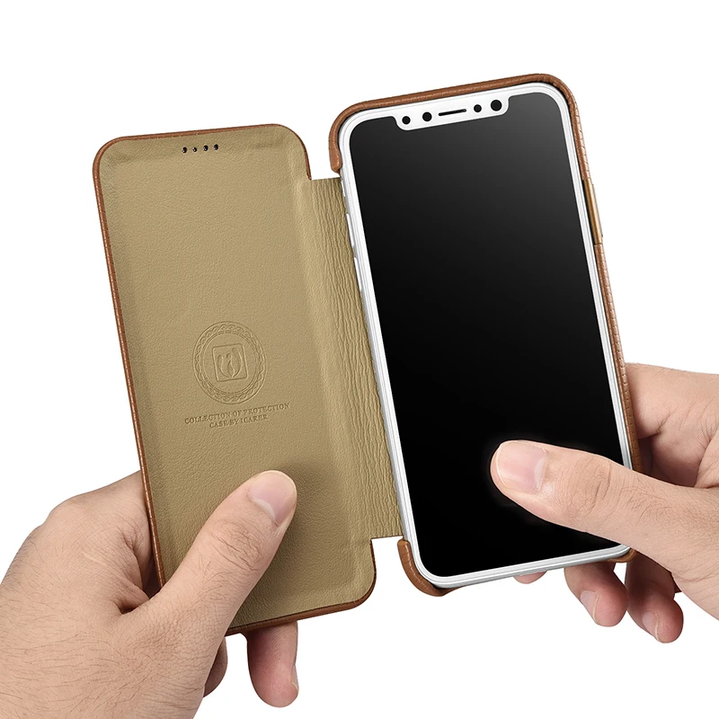 Чехол-книжка icarer из натуральной кожи для iPhone XS | Мобильные телефоны и аксессуары