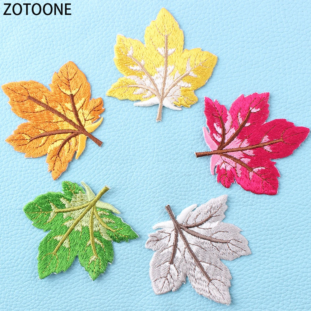 Красочные патчи ZOTOONE с кленовыми листьями для одежды сделай сам вышитая нашивка