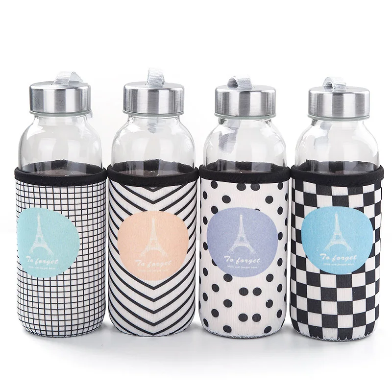 Студент drinkware Портативный бутылка мультфильм прозрачная стеклянная для воды чай