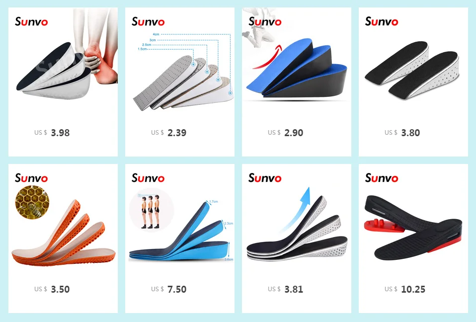 Sunvo, увеличивающие рост, половинные стельки, невидимые, увеличивающие рост, вставка на пятке, спортивная обувь, увеличивающие рост, стельки для мужчин и женщин
