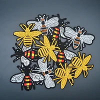 10pcslot quality mini bee patch embroidery applique iron on patch decoration accessories embroidered patch for clothing t shirt
