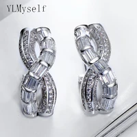 unique design earrings pave cubic zircon crystal aretes high quality women drop earring statement jewelry
