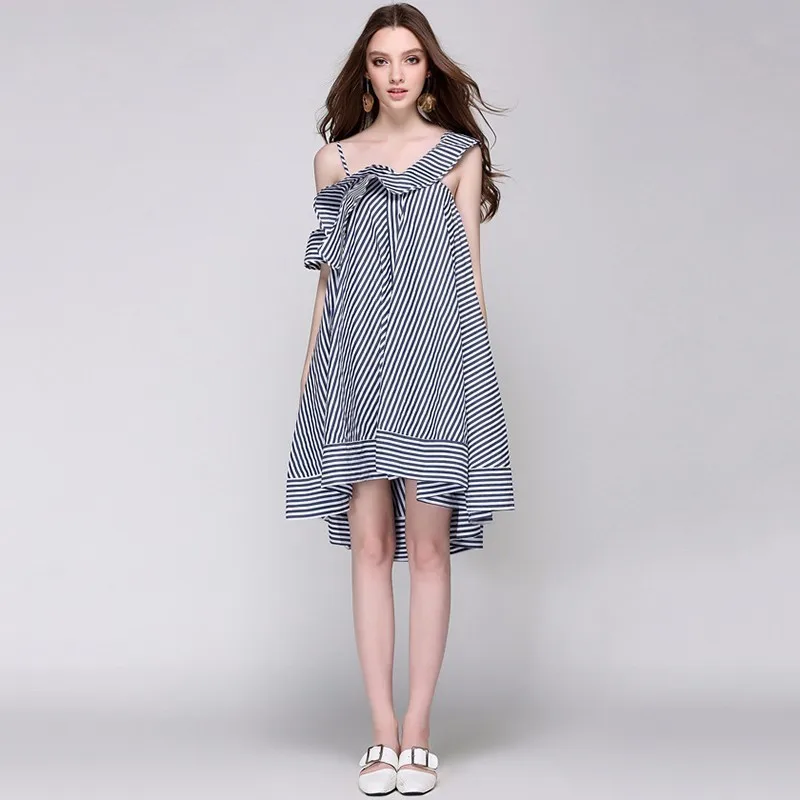 Платье TWOTWINSTYLE платье в полоску для женщин с открытыми плечами открытой спиной