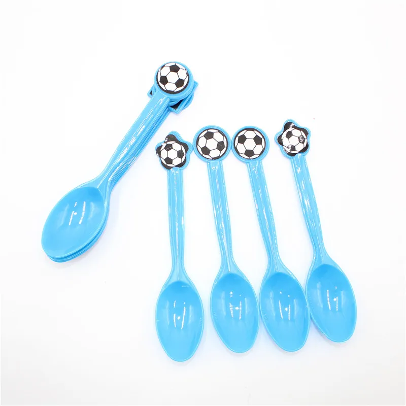 Spoons 10pcs Тема Кубка мира футбол Зеленый День рождения украшения детские одноразовые столовые приборы набор салфеток Подарочный пакет вечерние принадлежности - Цвет: Spoons 10pcs