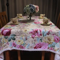 curcya pastoral flowers cotton table cloths for home restaurant coffee tea tables custom size lacy table covers christmas gifts