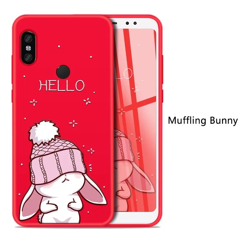 Muffling Bunny Милый мультяшный чехол для Xiao mi Red mi Note 5 6 Pro 6A, силиконовый чехол-бампер для Xiaomi mi 8 mi 9 A1 A2 Lite, красный чехол для mi Note 7 - Цвет: Muffling Bunny