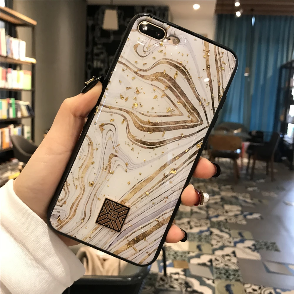Роскошный блестящий чехол с золотой фольгой для телефона iPhone 7 8 6 6s Plus SE мягкий