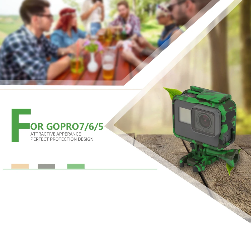 Камуфляжный защитный чехол для камеры GoPro Hero 7 6 5, черный стандартный чехол для камеры Go Pro 6 5, аксессуары
