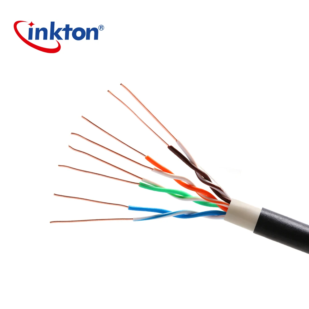 Inkton Открытый водонепроницаемый UTP кабель Cat5e Ethernet Rj45 черный рулон Core 8 ядер