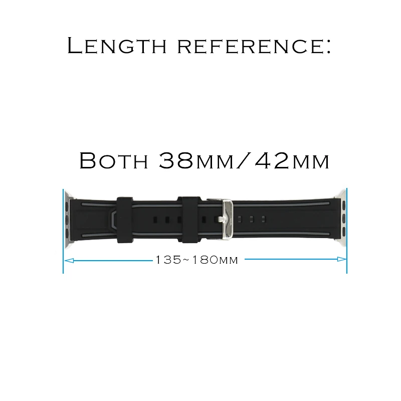 Band for Apple Watch Series 1 2 3 Sport Strap IWatch Soft Silicone Replacement + Stainless Steel Adapters 38mm 42mm | Наручные часы