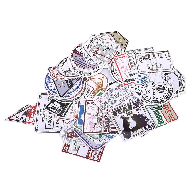 60 шт./компл. новые марки бумажная этикетка чемодан гитара автомобиль Stickersf Unny