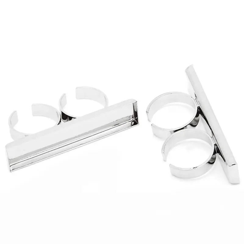 10 шт посеребренные латунные филигранные регулируемые основания для пальцев