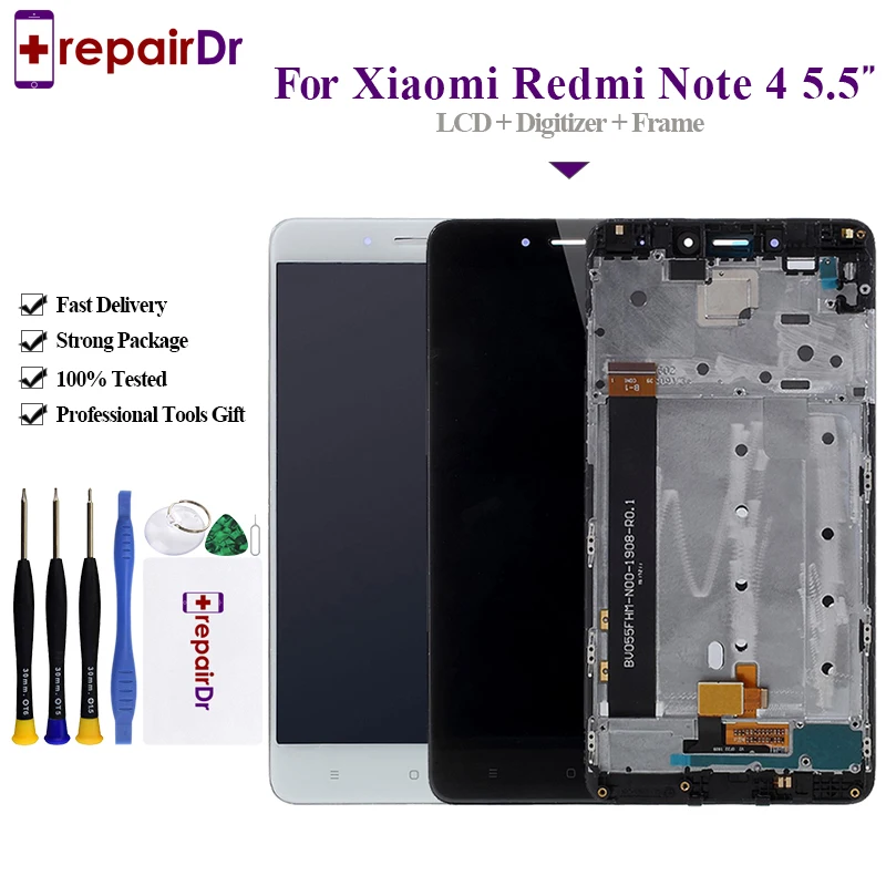 100% протестирован для Xiaomi Redmi Note 4 ЖК дисплей сенсорный экран + рамка Helio X20 MediaTek