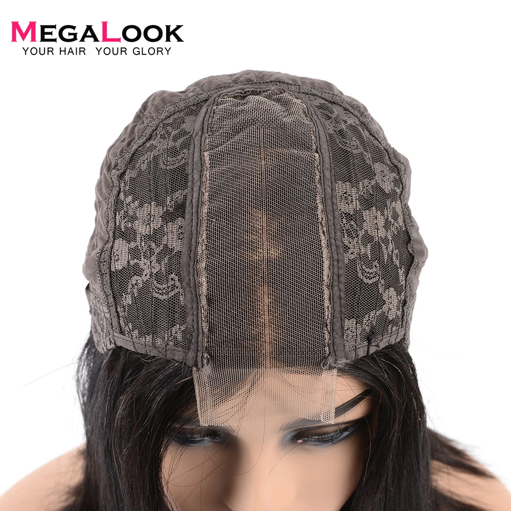 Megalook Ким К парик закрытие парик прямой 2by6 короткие человеческие волосы парик Боб кружевные парики бразильские волосы парики Короткие натуральный цвет Remy