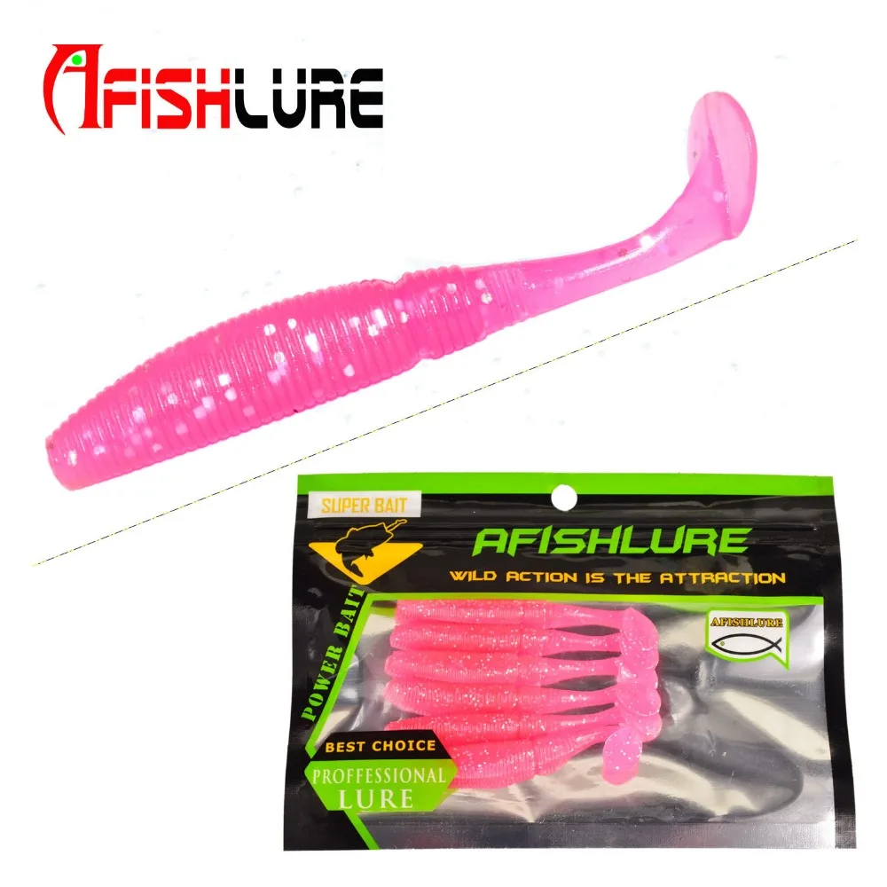 6 шт./лот Noctilucous Shad T Tail мягкий червь 75 мм 3g Paddle Taills искусственная приманка для
