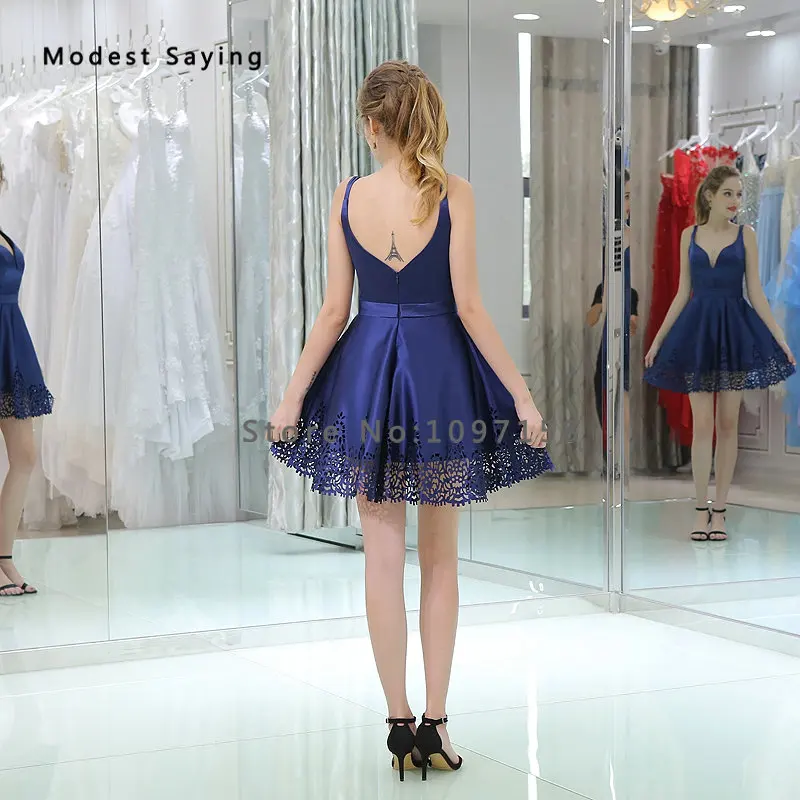 Сексуальное голубое короткое коктейльное платье трапециевидной формы с