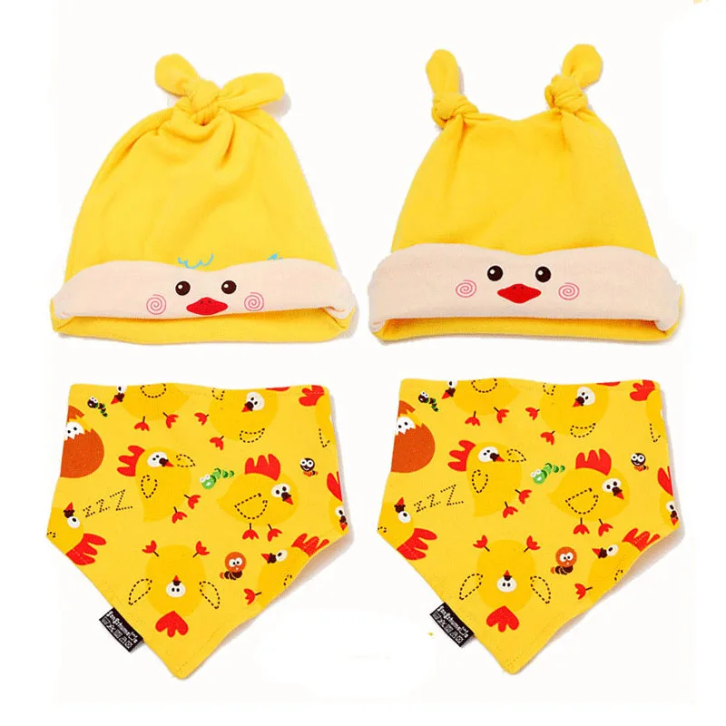 Детские шапки и нагрудники хлопка Симпатичные Hat мультфильм печатных шарф дети